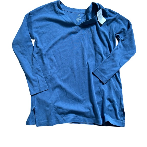 J Jill NWT extra Small Petite V Neck Blue Long Sleeved  Tunic - Picture 2 of 12
